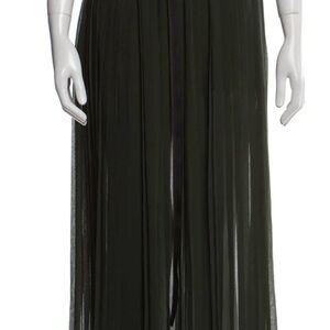 Diesel Olive Green Pleated Maxi Skirt with Center Zip